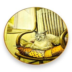 Plate Quiet Moments, Cat Plate by Zoe Stokes Cat Napping Vintage Collector Plate